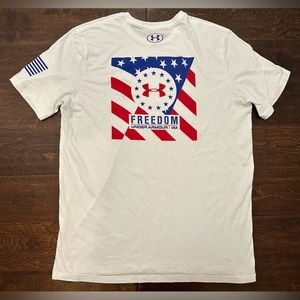 Men’s Under Armour Freedom USA Flag July 4th White/Red/Blue Loose Shirt- Large